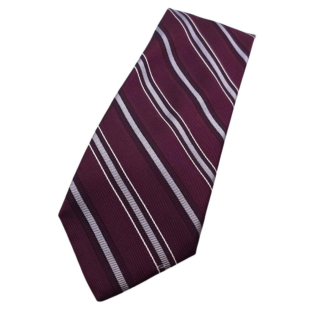 Jos A Bank Burgundy Striped Silk Tie Men's Formal